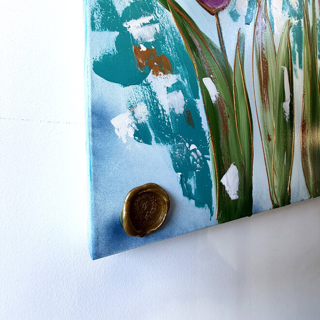 Painting  - 100x150 cm - Rick Triest - Tulpenmanie - Compositie van tulpen met goud #20