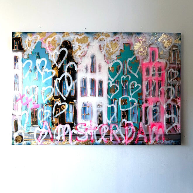 Painting- 100x150cm - Amsterdam Herengracht - LOVE Amsterdam #1