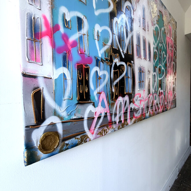 Schilderij- 100x150cm - Rick Triest - Amsterdam Herengracht - LOVE Amsterdam #1