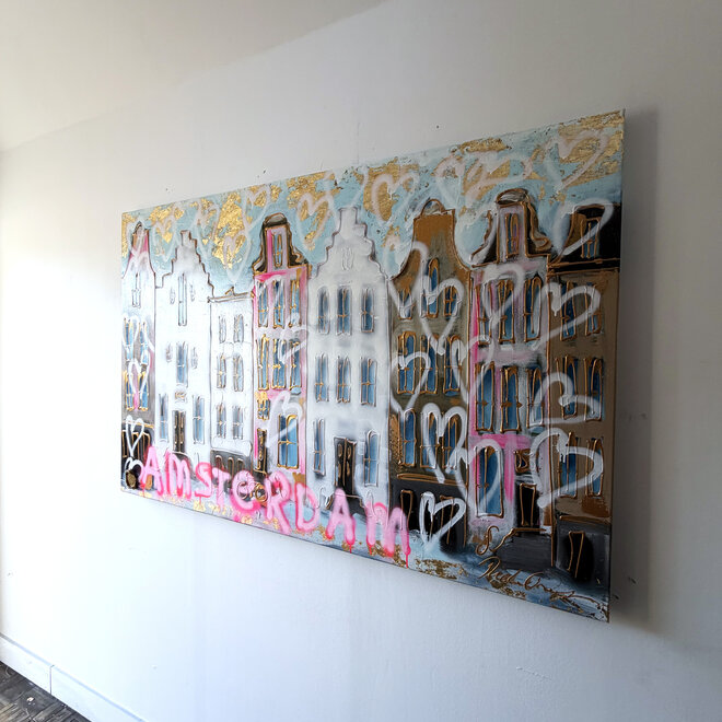 Schilderij- 100x150cm - Rick Triest - Amsterdam Herengracht - LOVE Amsterdam #2