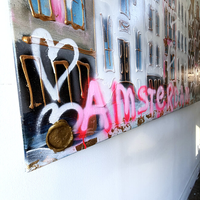 Schilderij- 100x150cm - Rick Triest - Amsterdam Herengracht - LOVE Amsterdam #2