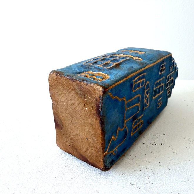 Canalhouses- Rick Triest - Canal House Amsterdam Step Gable - Bronze - 6x5x15 cm - Blue & Gold