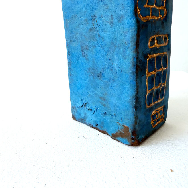 Canalhouses- Rick Triest - Canal House Amsterdam Step Gable - Bronze - 6x5x15 cm - Blue & Gold