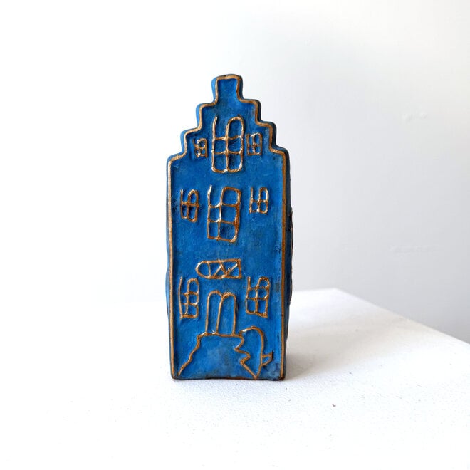 Canalhouses - Canal House Amsterdam Step Gable - Bronze - 6x5x15 cm - Blue & Gold