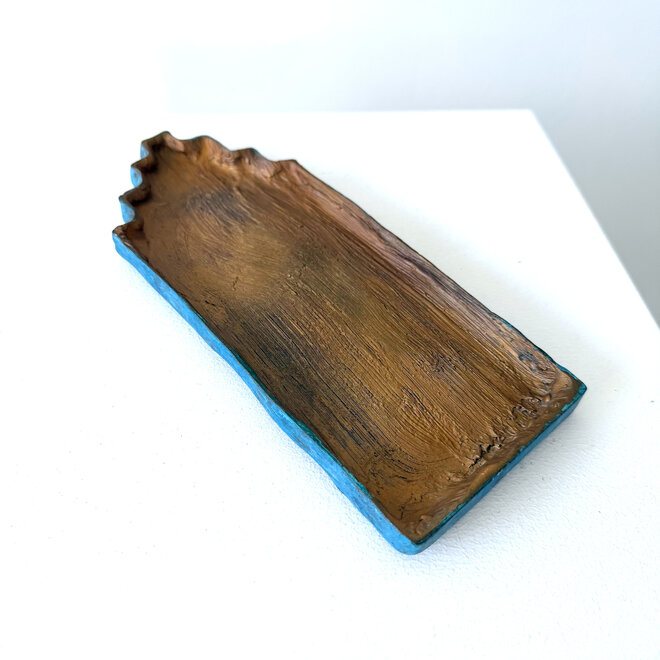 Wall sculpture - Rick Triest - Canal House Amsterdam Step Gable - Bronze - 25 cm - Blue & Gold