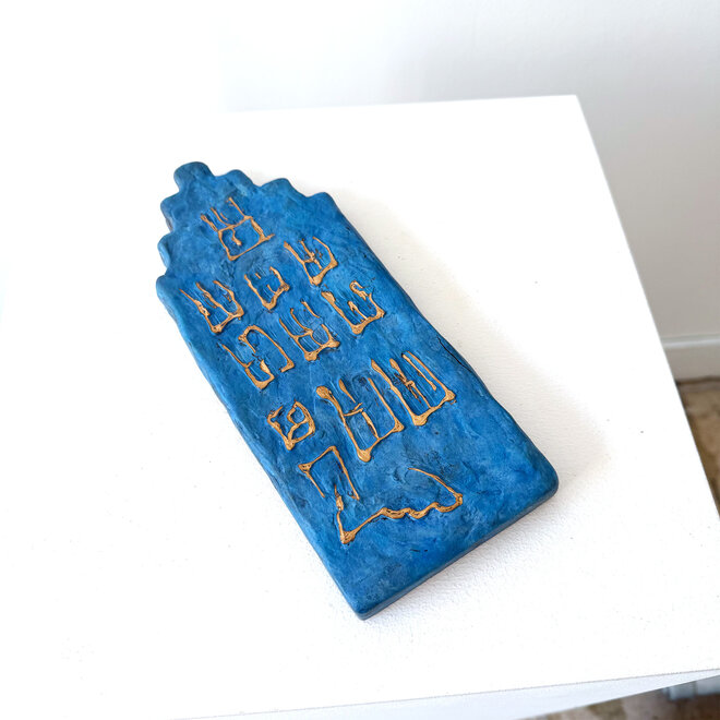 Wall sculpture - Rick Triest - Canal House Amsterdam Step Gable - Bronze - 25 cm - Blue & Gold