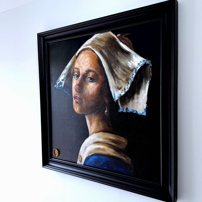 Hollands Meisje – Origineel schilderij van Rick Triest – 100 × 100 × 2,5 cm – The Modern Masters Collection – Olie op canvas