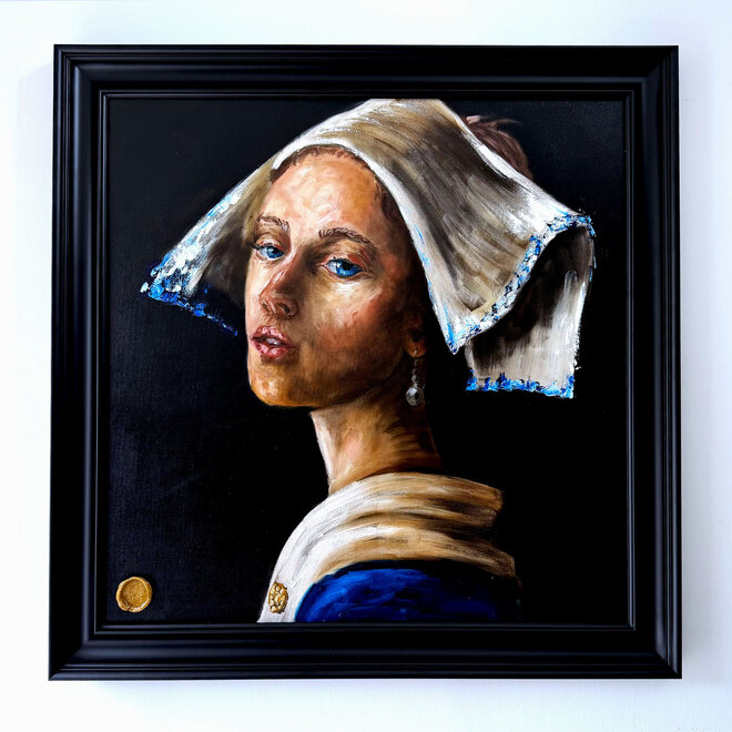 Hollands Meisje – Origineel schilderij van Rick Triest – 100 × 100 × 2,5 cm – The Modern Masters Collection – Olie op canvas
