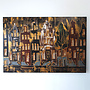 Schilderij- 100x150cm - Rick Triest - Amsterdam LUXURY style - grachten gevels in omber & Gold #15