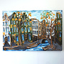 Painting- 100x150cm - Rick Triest - Amsterdam Herengracht -Sky Blue and Gold #19