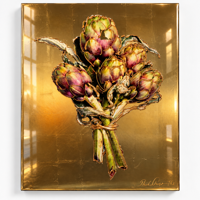 Gold-leaf artichoke Heart | Mixed Media Art Edition | Rick Triest