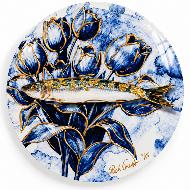 Delft Blue – The Gilded Sardine | Mixed Media Art Edition | Rick Triest