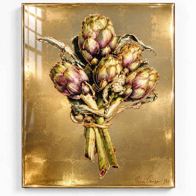 Gold-leaf artichoke Heart | Mixed Media Art Edition | Rick Triest