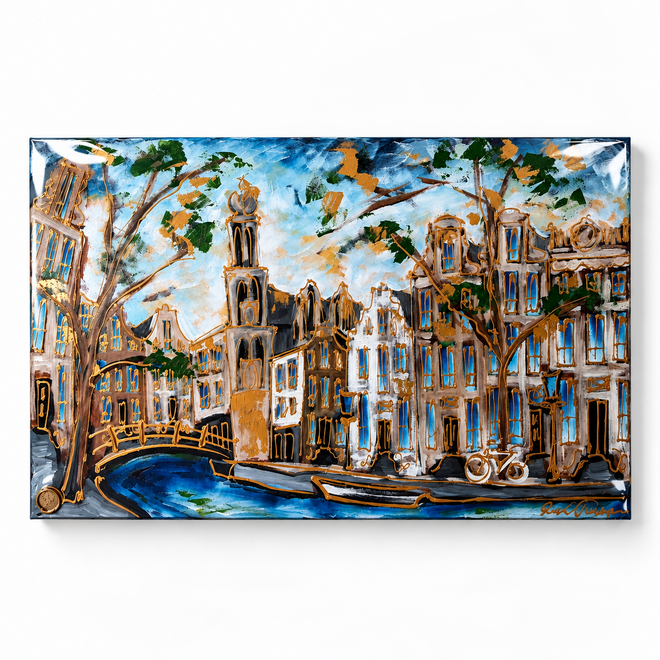 Amsterdam Westertoren Midnight Blue | Mixed Media Art Edition | Rick Triest