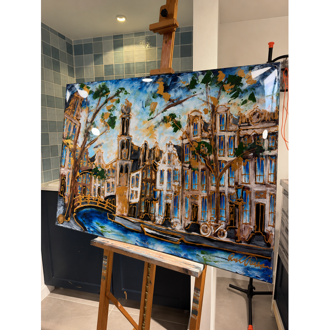 Amsterdam Westertoren Midnight Blue | Mixed Media Art Edition | Rick Triest
