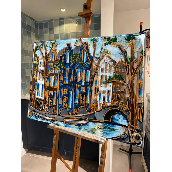 Amsterdam Herengracht Prussian Blue | Mixed Media Art Edition | Rick Triest