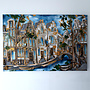Painting - Rick Triest - 100x150 cm - Amsterdam Signature Gold Series - Prinsengracht - Blue & Gold # 1254