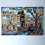 Painting - Rick Triest - 100x150 cm - Amsterdam Signature Gold Series - Prinsengracht - Blue & Gold # 1255