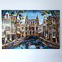 Schilderij- Rick Triest - 100x150 cm - Amsterdam Signature Gold Series - Spiegelgracht - Blue & Gold # 1256 - Rijksmuseum