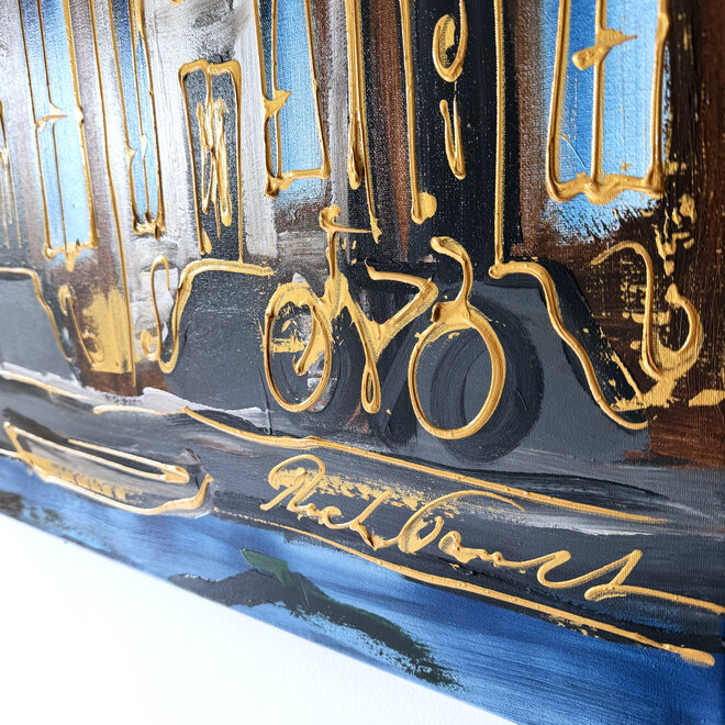 Painting - Rick Triest - 100x150 cm - Amsterdam Signature Gold Series - Prinsengracht - Blue & Gold # 1268 - Westertoren
