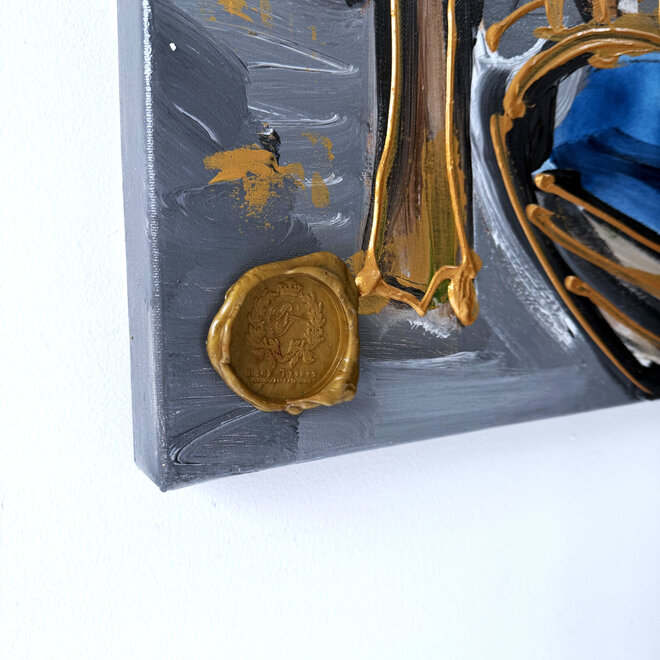 Painting - Rick Triest - 100x150 cm - Amsterdam Signature Gold Series - Prinsengracht - Blue & Gold # 1268 - Westertoren