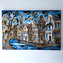 Painting - Rick Triest - 100x150 cm - Amsterdam Signature Gold Series - Prinsengracht - Blue & Gold # 1272 - Westertoren