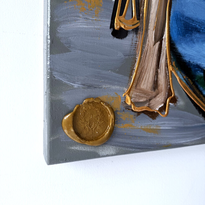 Painting - Rick Triest - 100x150 cm - Amsterdam Signature Gold Series - Prinsengracht - Blue & Gold # 1272 - Westertoren