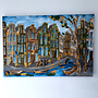 Painting - Rick Triest - 100x150 cm - Amsterdam Signature Gold Series - Prinsengracht - Blue & Gold # 1273