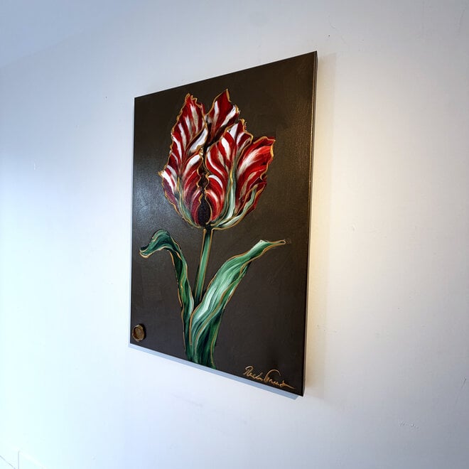 Painting  - 70x100 cm - Rick Triest - Crimson Tulip - Bronze #1