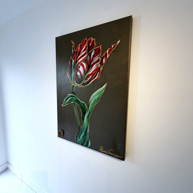 Schilderij - 70x100 cm - Rick Triest - Crimson Tulp - Bronze #2