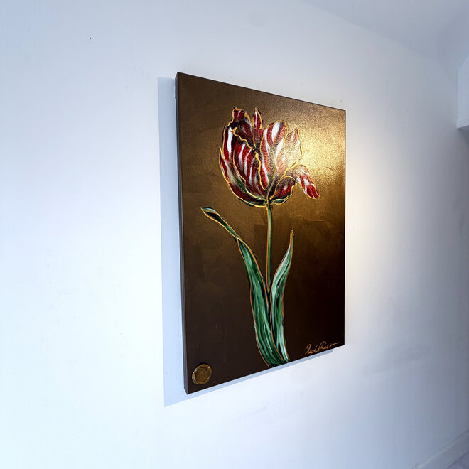 Schilderij - 70x100 cm - Rick Triest - Crimson Tulp - Bronze #3