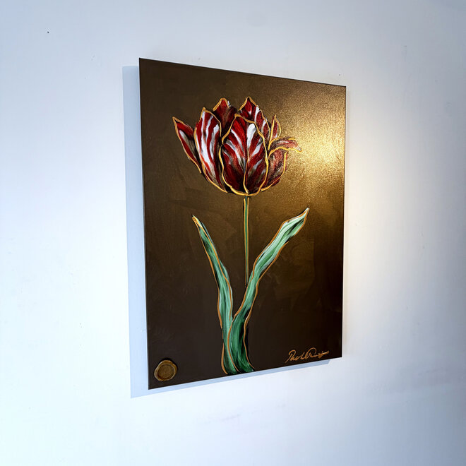 Schilderij - 70x100 cm - Rick Triest - Crimson Tulp - Bronze #4