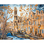 Painting- 120x150cm - Rick Triest - Amsterdam Prinsengracht - Raw umber - Westertoren