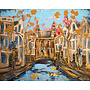 Schilderij- 120x150cm - Rick Triest - Amsterdam Spiegelgracht - Sky Blue & Gold - Rijksmuseum