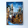 Schilderij - 70x100 cm - Rick Triest -  Amsterdam Westertoren - Blue & Gold #21