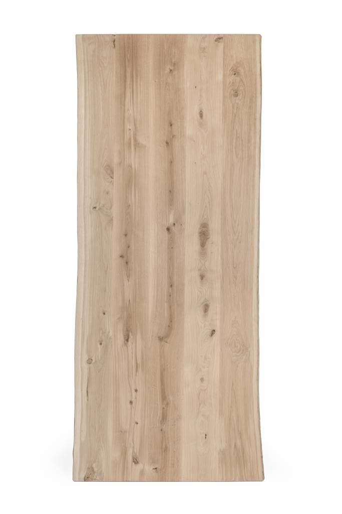  Eiken boomstam(rand) tafelblad - 4,5 cm dik (2-laags rondom) - Diverse afmetingen - optioneel geborsteld - extra rustiek Europees eikenhout met schorsrand / waankant - verlijmd kd 10-12%