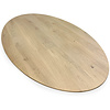 Eiken tafelblad ovaal -  VERJONGD - 4 cm dik (1-laag) - optioneel geborsteld - rustiek Europees eikenhout - verlijmd kd 10-12% - met verjongde / afgeschuinde rand