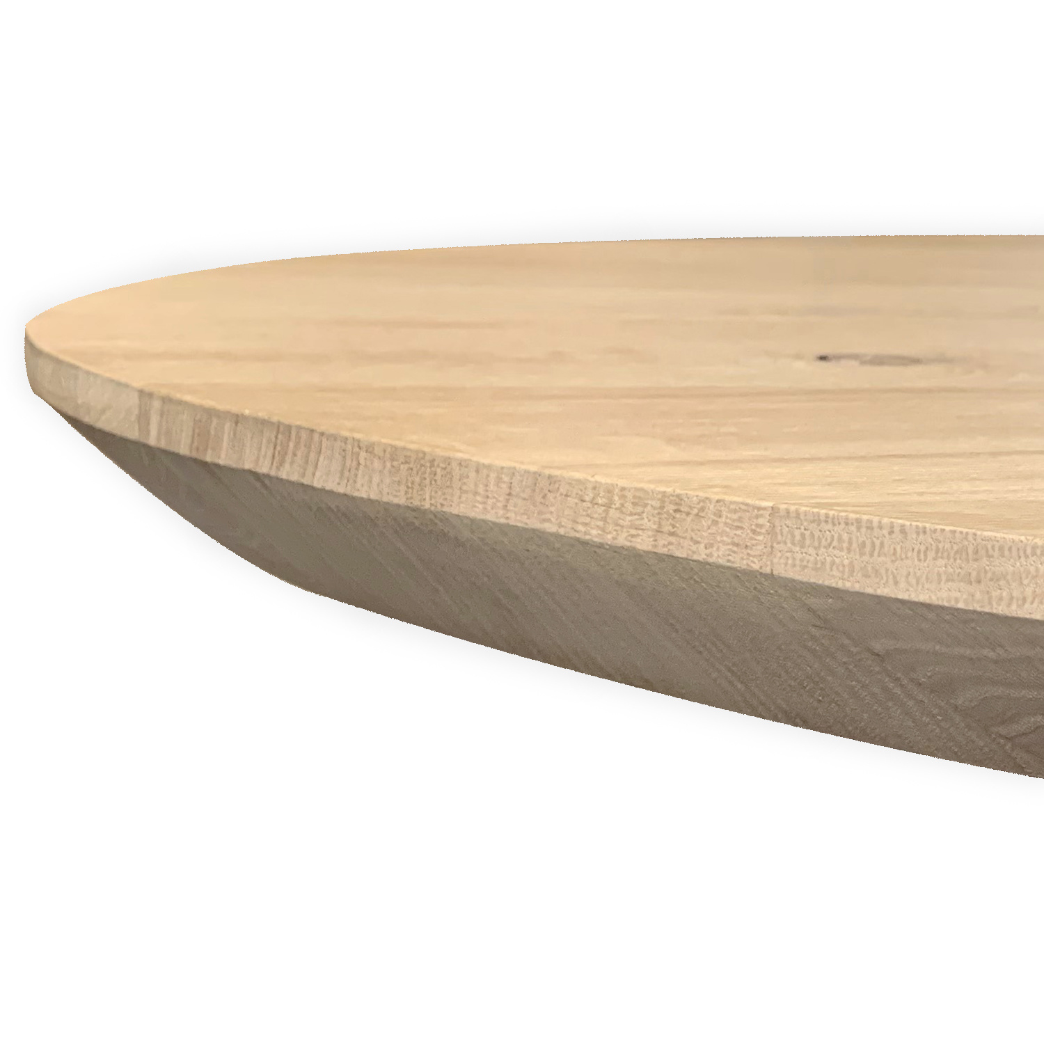  Eiken tafelblad ovaal -  VERJONGD - 4 cm dik (1-laag) - optioneel geborsteld - rustiek Europees eikenhout - verlijmd kd 10-12% - met verjongde / afgeschuinde rand