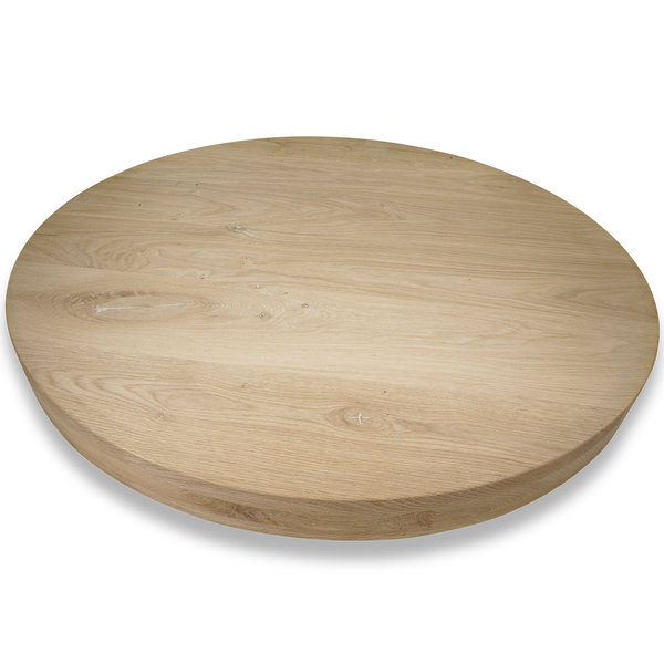  Rond eiken tafelblad op maat - 6 cm dik (3-laags) - rustiek eikenhout