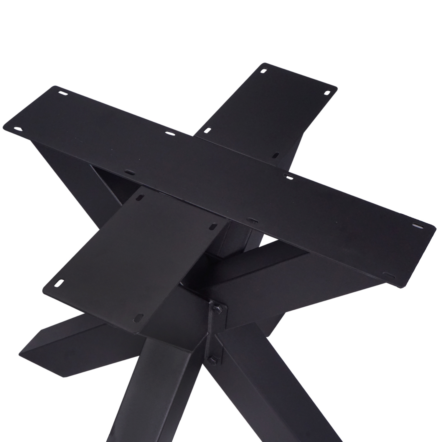  Stalen onderstel Dubbele X (3D) - 3-DELIG met schroefbevestiging - 10x10 cm - 90x90 cm - 72 cm hoog - 3D dubbele kruispoot - zwarte poedercoating