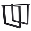 Stalen U poten - zwart - koker: 2x10 cm - breedte: 78 cm - hoogte: 72 cm - zwarte U-tafelpoot - gecoat metaal / staal