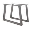 Stalen trapeze poten - RVS - koker: 4x10 cm - breedte: 95 cm - hoogte: 72 cm - trapezium tafelpoot - geborsteld roestvrij staal (304)