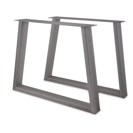 Stalen trapeze poten - RVS - koker: 4x10 cm - breedte: 95 cm - hoogte: 72 cm - trapezium tafelpoot - geborsteld roestvrij staal (304)
