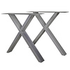 RVS X-tafelpoten ELEGANT (SET) 4x10 cm - 78 cm breed - 72 cm hoog - X-poot - Geborsteld INOX 304