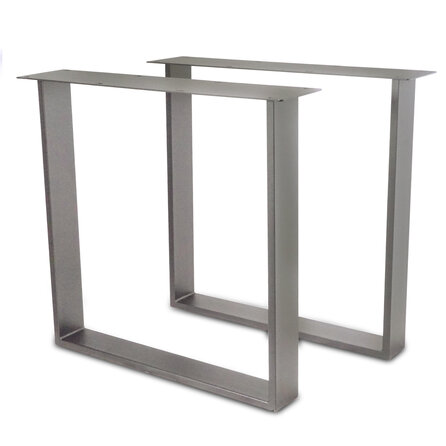 Stalen U poten - RVS - koker: 2x10 cm - breedte: 78 cm - hoogte: 72 cm - U-tafelpoot - geborsteld roestvrij staal (304)