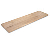 Eiken wandplank zwevend - op maat - 3 cm dik (1-laag) - rustiek - voorgeboord inclusief (blinde) bevestigingsbeugels - verlijmd Europees eikenhout rustiek - kd 8-12% - 20-29x50-350 cm