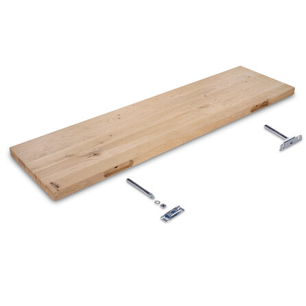 Eiken wandplank zwevend - op maat - 3 cm dik - rustiek eikenhout (B/C) - incl. blinde plankdragers (onzichtbaar) - 30 mm