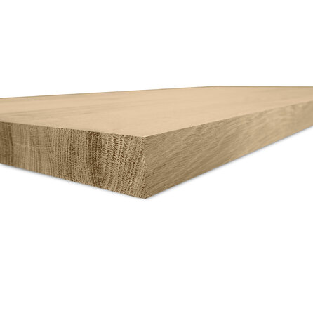 Eiken blad - fijnbezaagd look - op maat - 4 cm dik - rustiek eikenhout (B/C) - verlijmd, smalle lamel - 40 mm