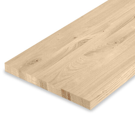 Eiken blad - op maat - 4 cm dik - rustiek eikenhout (B/C) - verlijmd paneel, smalle lamel - 40 mm