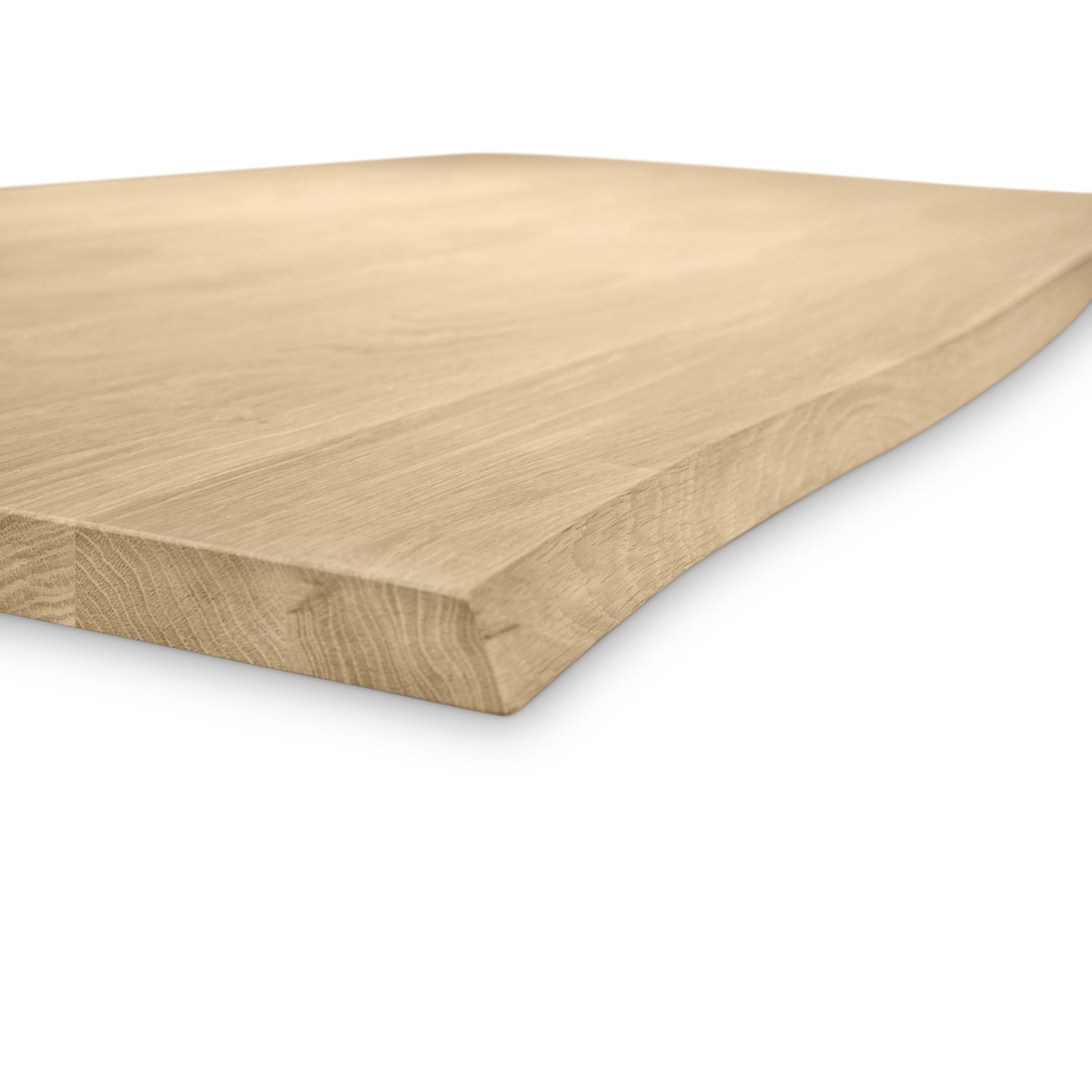  Eiken boomstam tafelblad - op maat - 3 cm dik (1-laag) - met boomstam rand / waankant LOOK - foutvrij Europees eikenhout - verlijmd kd 8-12% - 50-120x50-350 cm